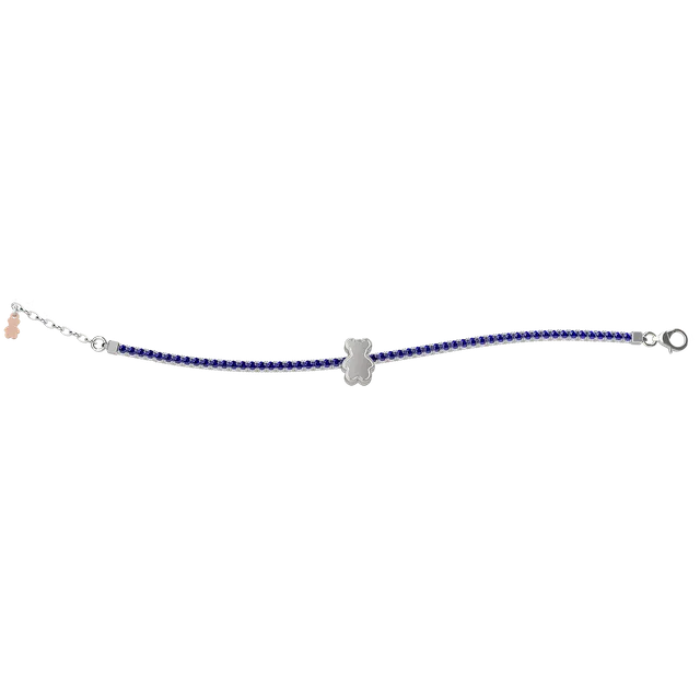 nanan-bijou-bracciale-tennis-mamma-argento-925-cristalli-blu-con-tato image 1