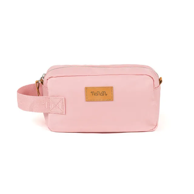 nan-n-pochette-rosa-in-nylon-con-zip-argento image 1
