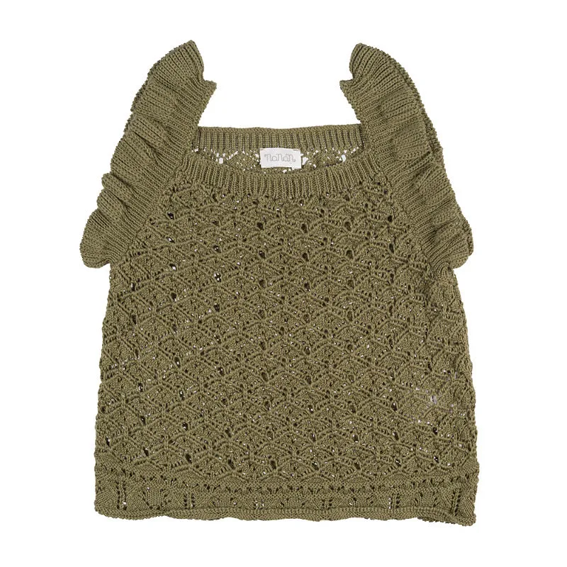 nanan-gilet-verde-in-maglia-con-spalline-frappa image 1