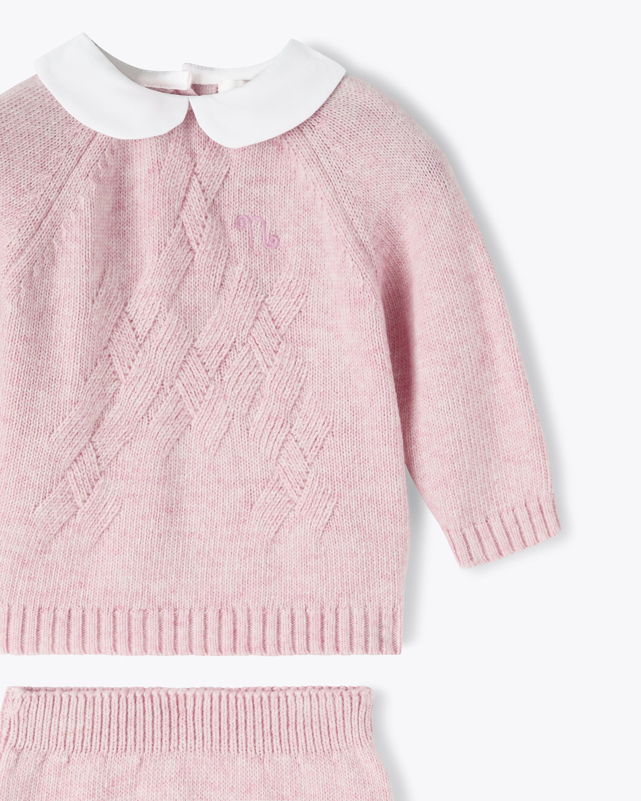 nanan-tutina-rosa-2-pezzi-in-filo-misto-cashmere-con-colletto image 6