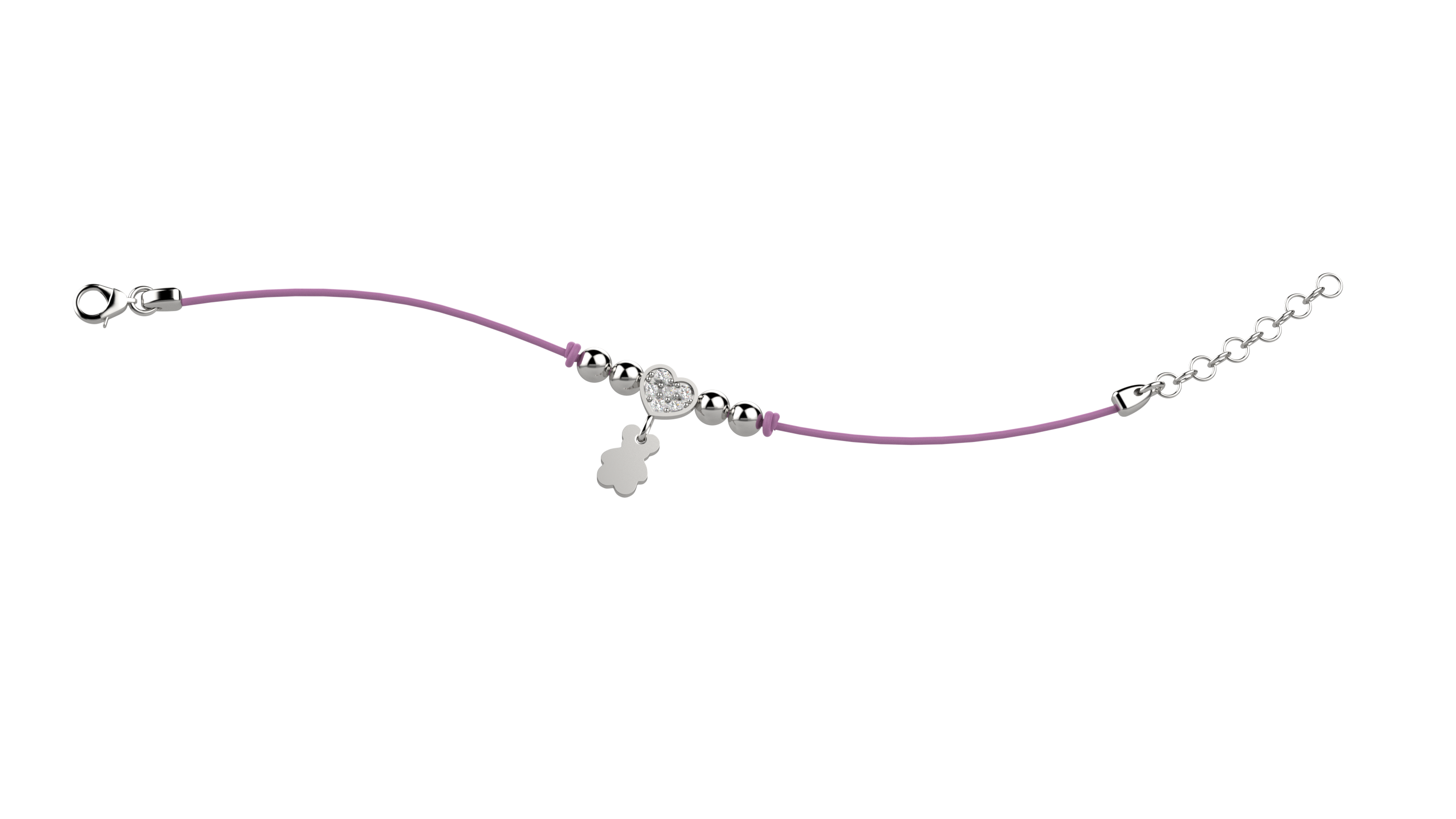 nanan-bijou-bracciale-laccio-lilla-cuore-e-orsetto-argento image 2