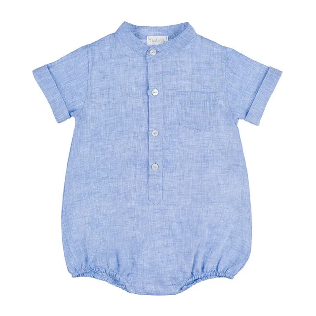 nanan-body-camicia-azzurra-in-lino-maniche-corte image 1