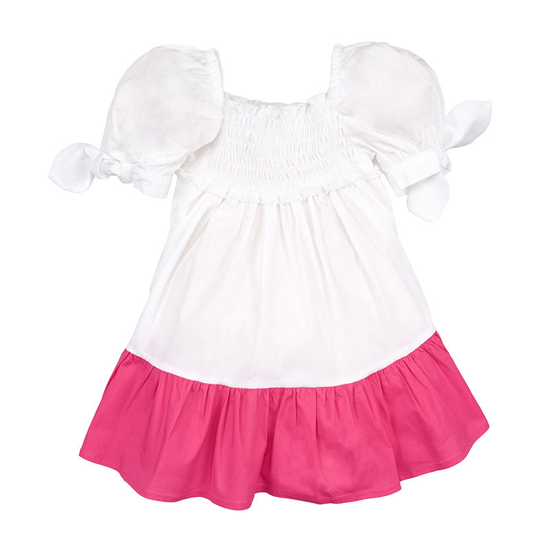 nanan-abito-bianco-punto-smock-con-maniche-a-sbuffo image 2
