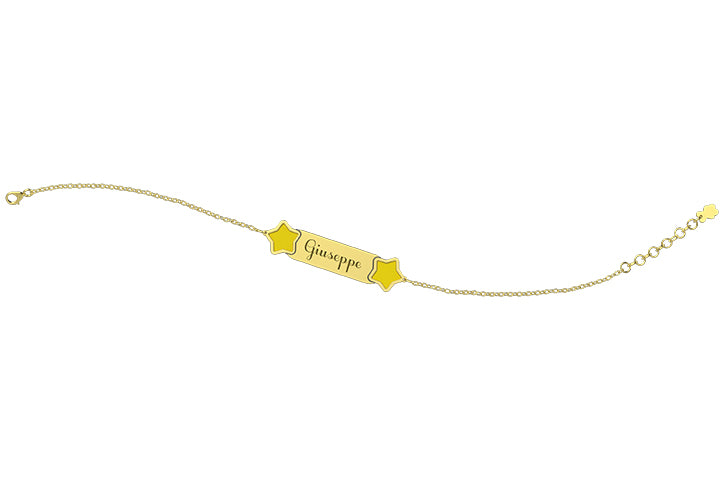 nanan-bracciale-oro-9kt-con-targhetta-e-stelline-gialle image 2