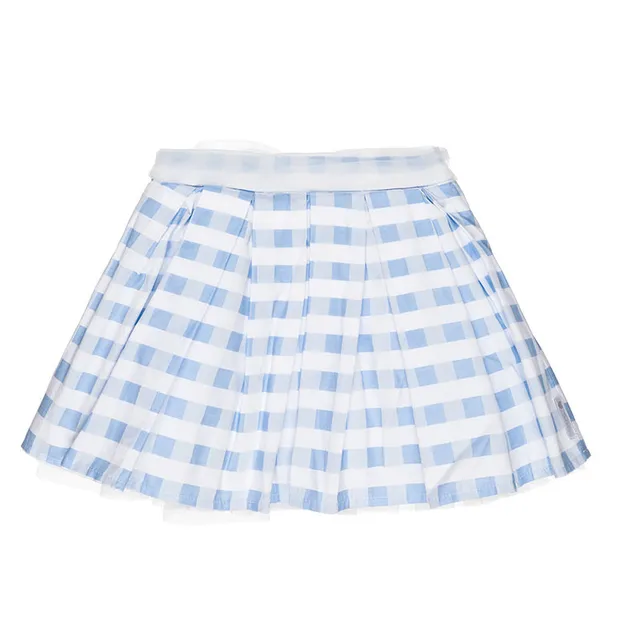 nanan-gonna-a-quadretti-azzurra-bimba-con-fodera-e-cintura-tulle image 1