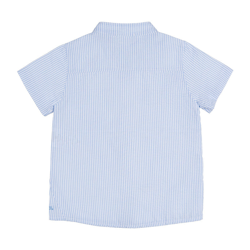 nanan-camicia-mezza-manica-a-righe-azzurre-e-bianche-collo-coreana image 2