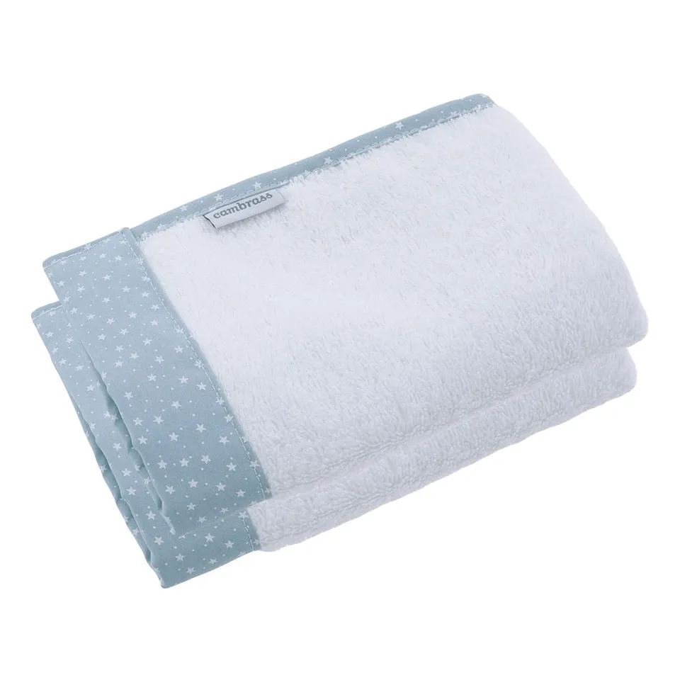 cambrass-set-2-asciugamani-neonato-forest-azzurro-25x35-cm-in-tencel image 1