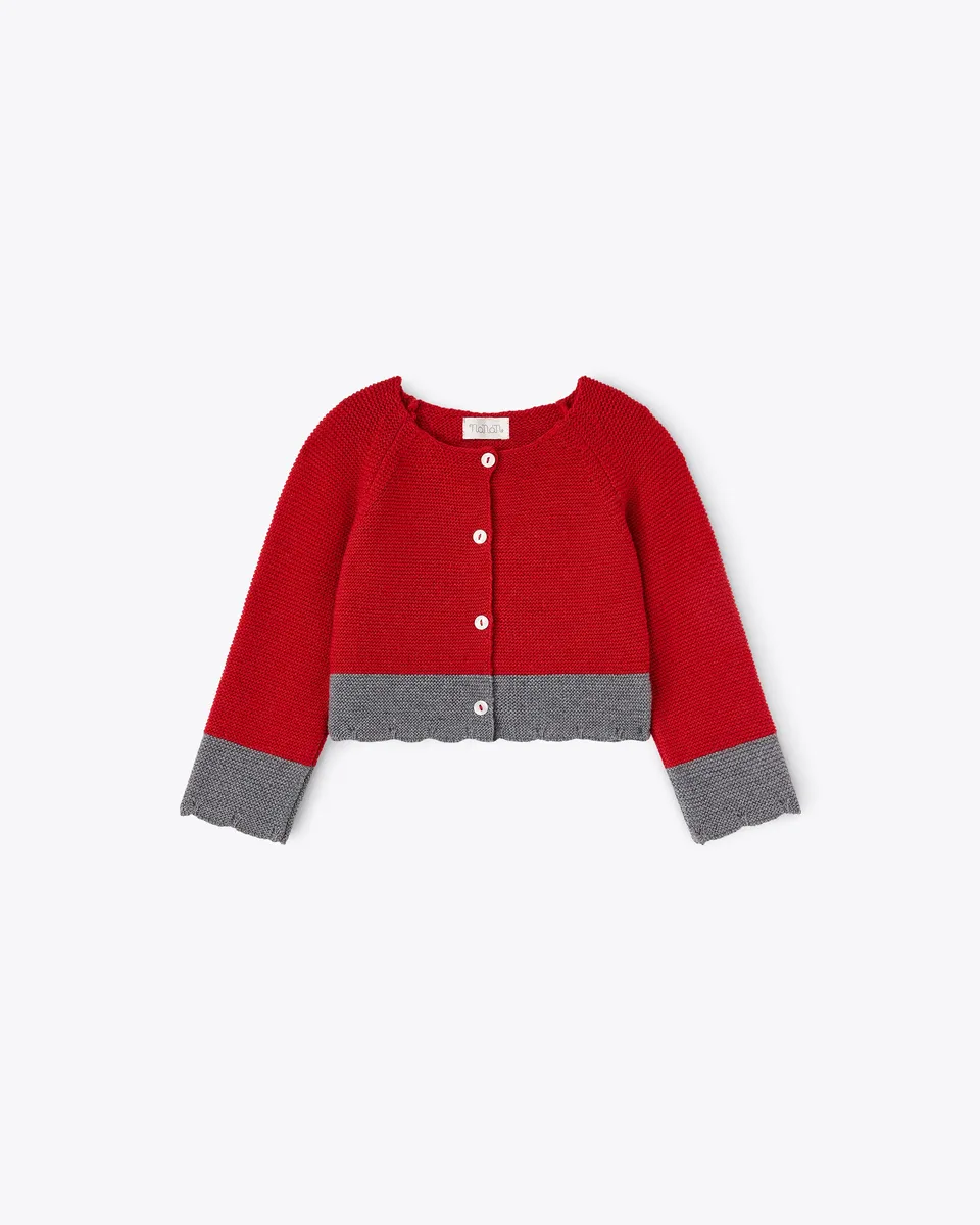 nanan-cardigan-rosso-e-grigio-in-filo-misto-cashmere image 1
