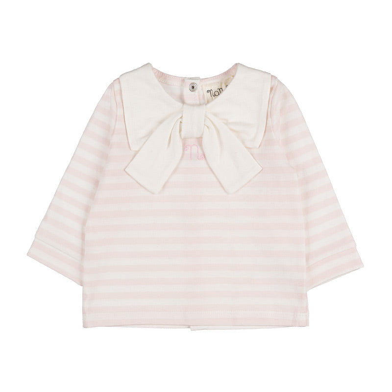 nanan-tutina-due-pezzi-a-righe-rosa-con-fiocco-completo-neonata image 1