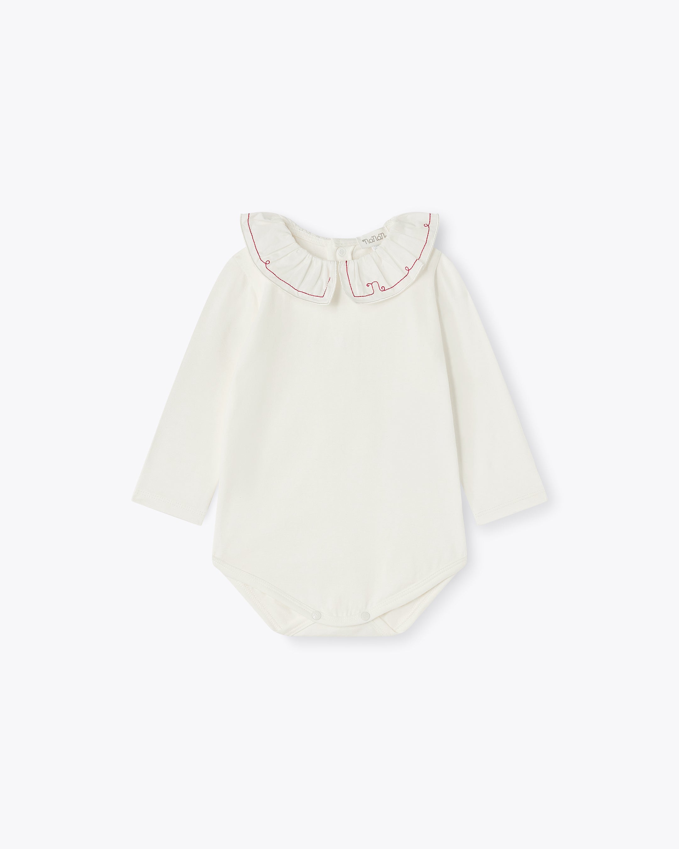 nanan-body-avorio-manica-lunga-jersey-con-colletto-ricamato image 1