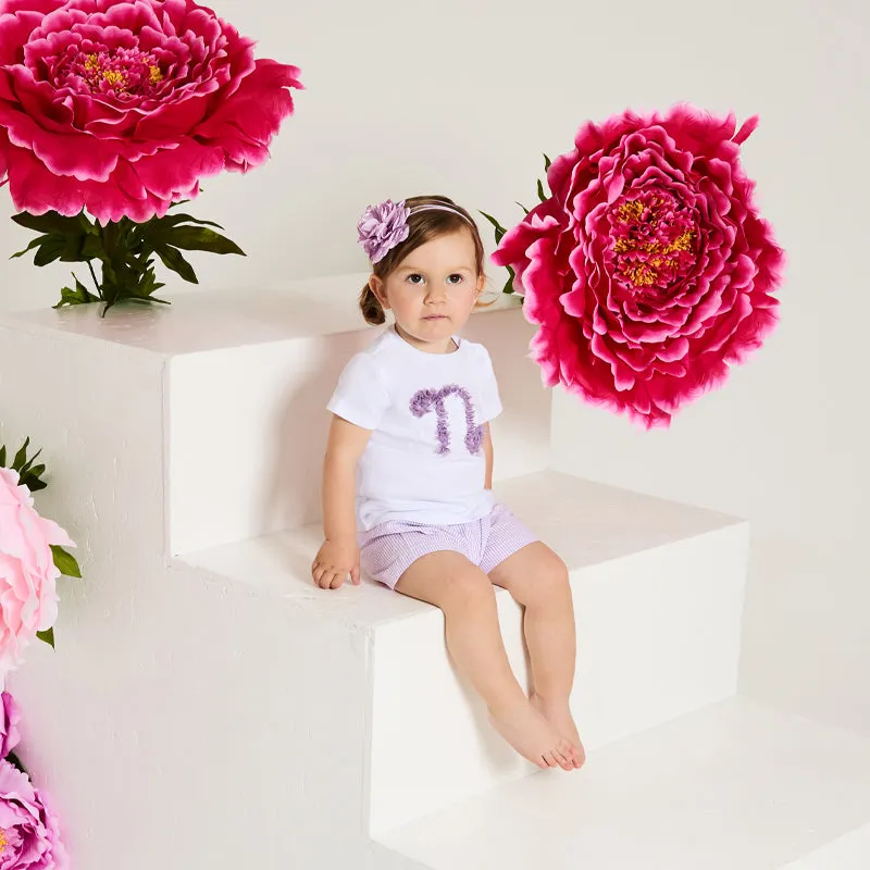 nanan-t-shirt-bianca-mezza-manica-con-n-petali-lilla image 1