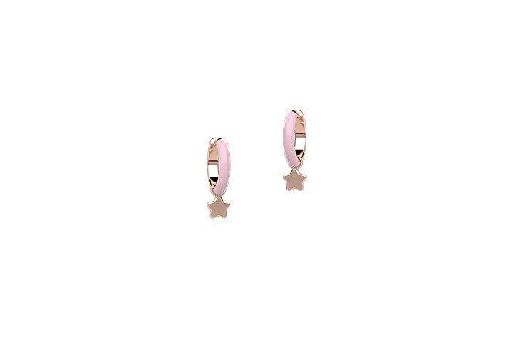nanan-orecchini-cerchio-argento-925-stella-smalto-rosa image 1