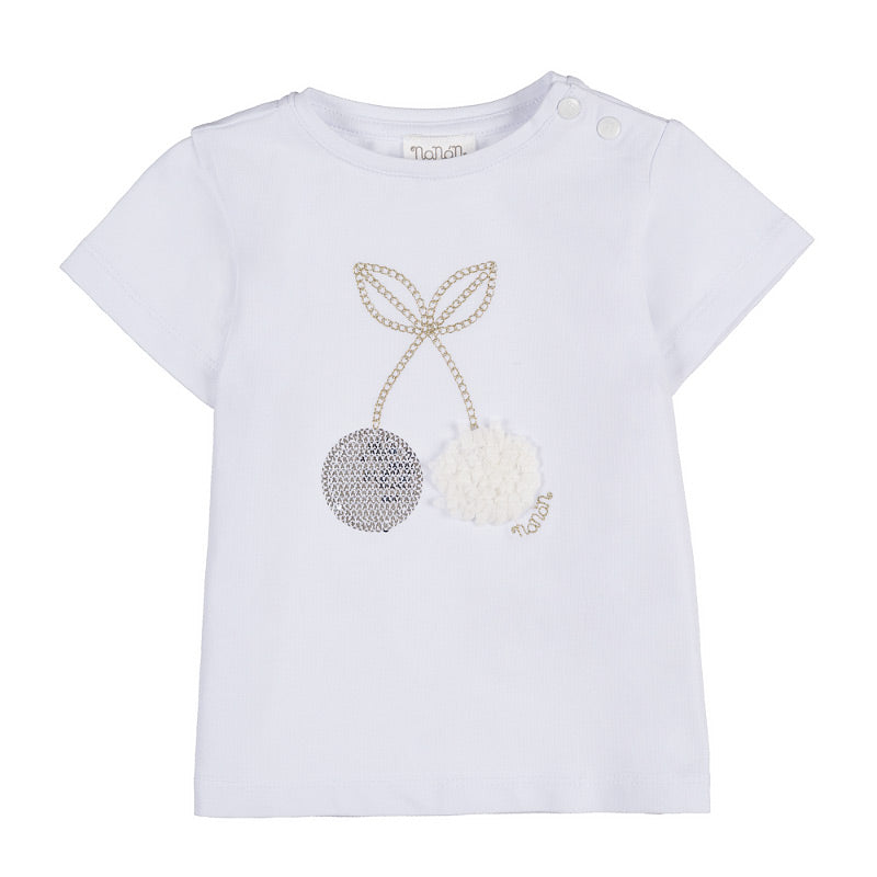 nanan-t-shirt-bianca-con-ciliegie-e-strass-bambina image 1