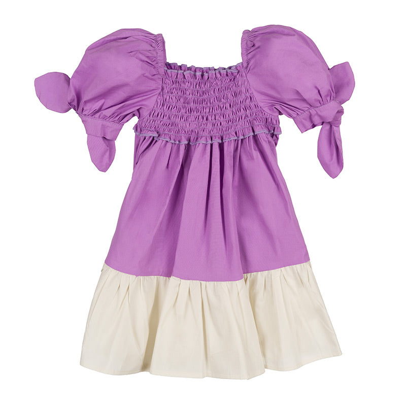 nanan-abito-lilla-punto-smock-bicolor-con-maniche-a-sbuffo image 2