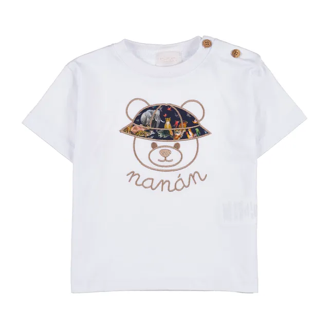 nanan-t-shirt-bianca-con-orsetto-cappello-liberty image 1