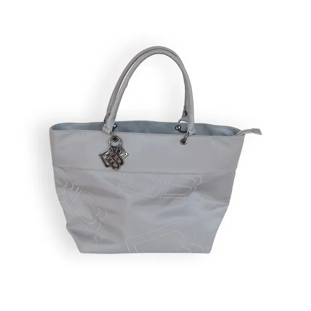 bamboom-borsa-a-tracolla-mamma-in-tessuto-grigio-05-con-materassino image 1