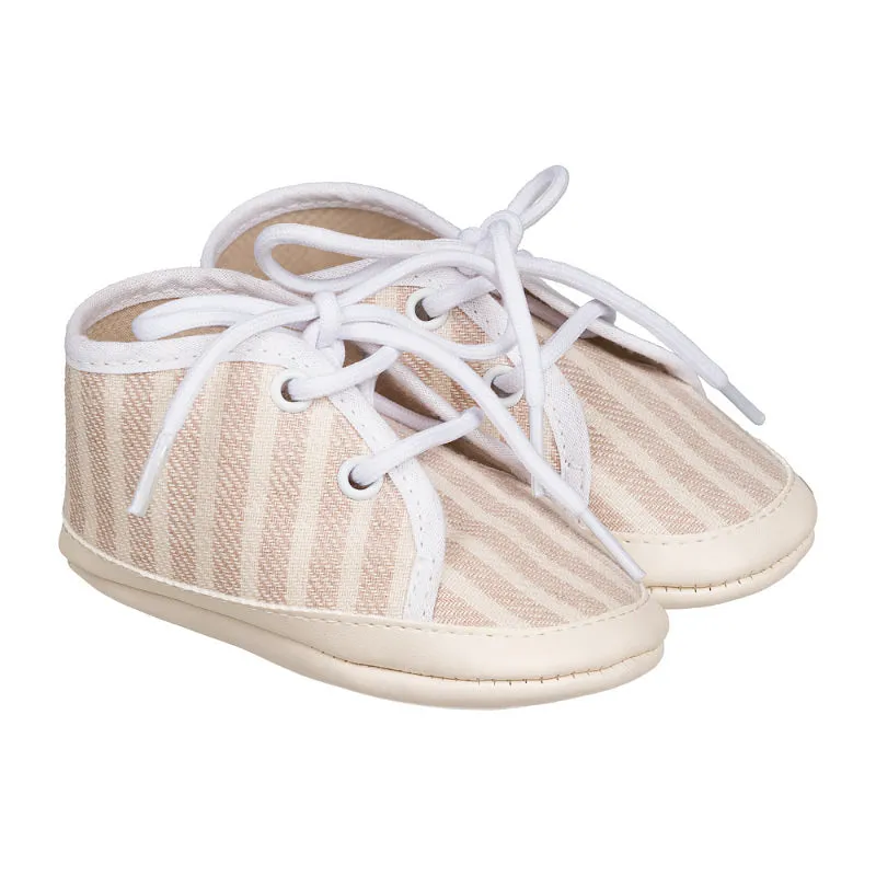 nanan-sneakers-beige-rigate-neonato-in-lino-e-cotone image 1