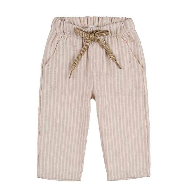 nanan-pantalone-beige-in-lino-con-risvolto image 1