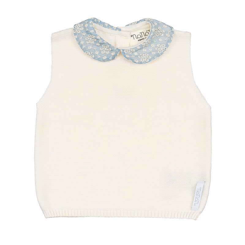 nanan-blusa-smanicata-in-filo-con-colletto-sangallo image 1