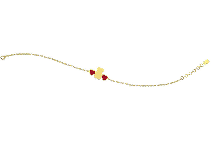 nanan-bracciale-oro-9kt-orsetto-e-cuori-rossi-13-15-cm image 2