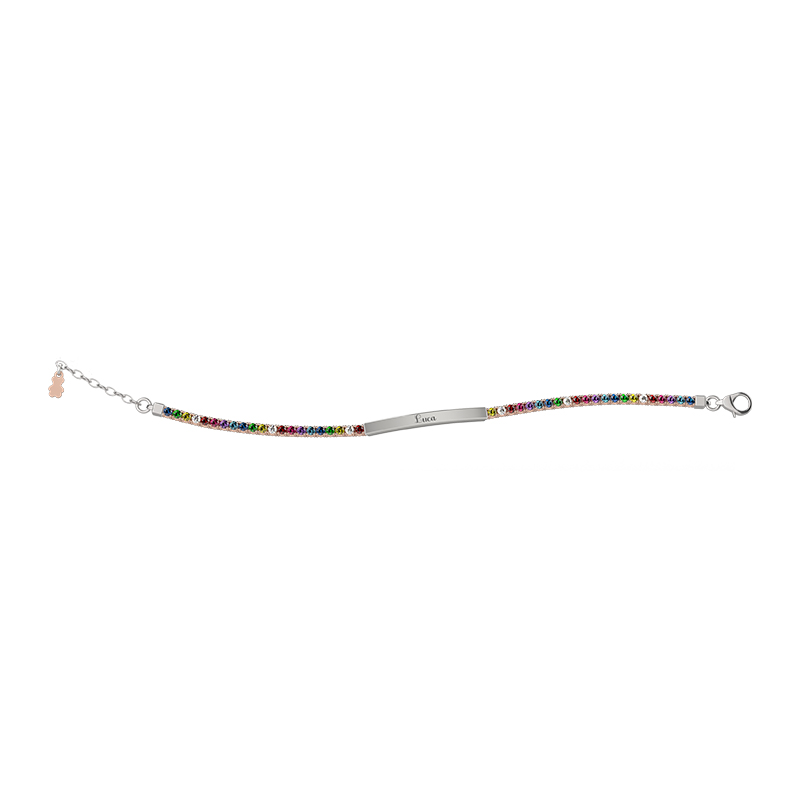 nanan-bijou-bracciale-tennis-mamma-in-argento-multicolor-con-targhetta image 1