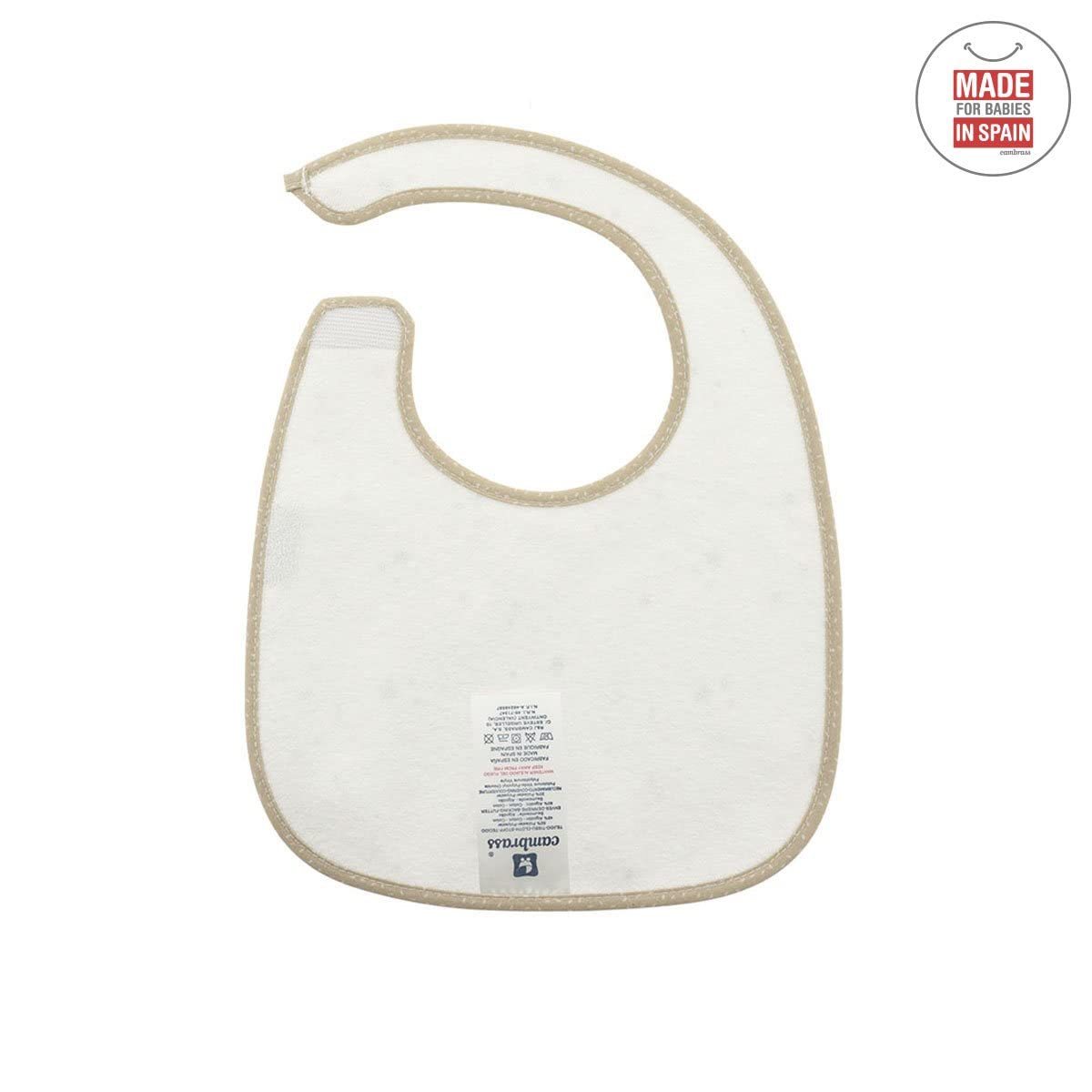 bavaglino-quadrato-con-velcro-cambrass-sky-beige-stella-20x26-cm image 2