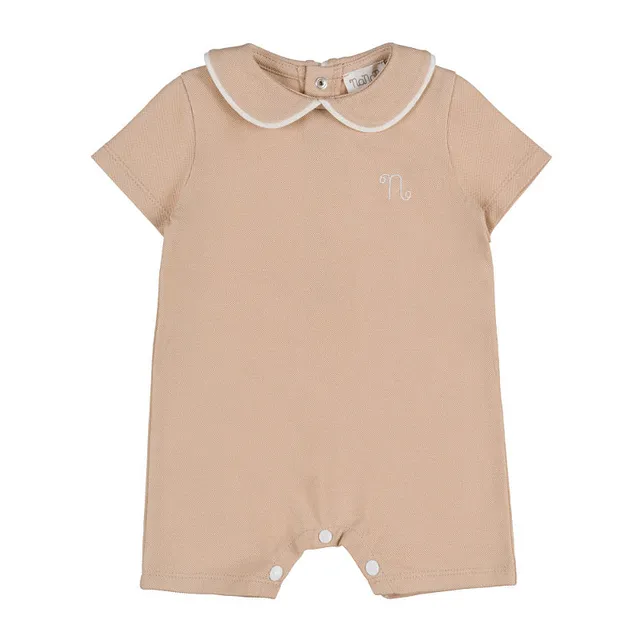nanan-pagliaccetto-beige-in-piquet-con-piping-e-n-ricamata image 1