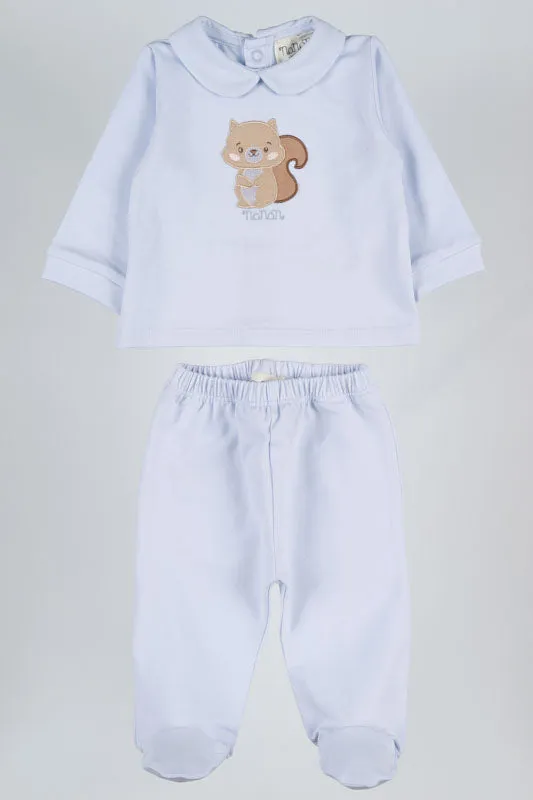 nanan-tutina-azzurra-2-pezzi-in-jersey-con-ricamo-scoiattolo image 1