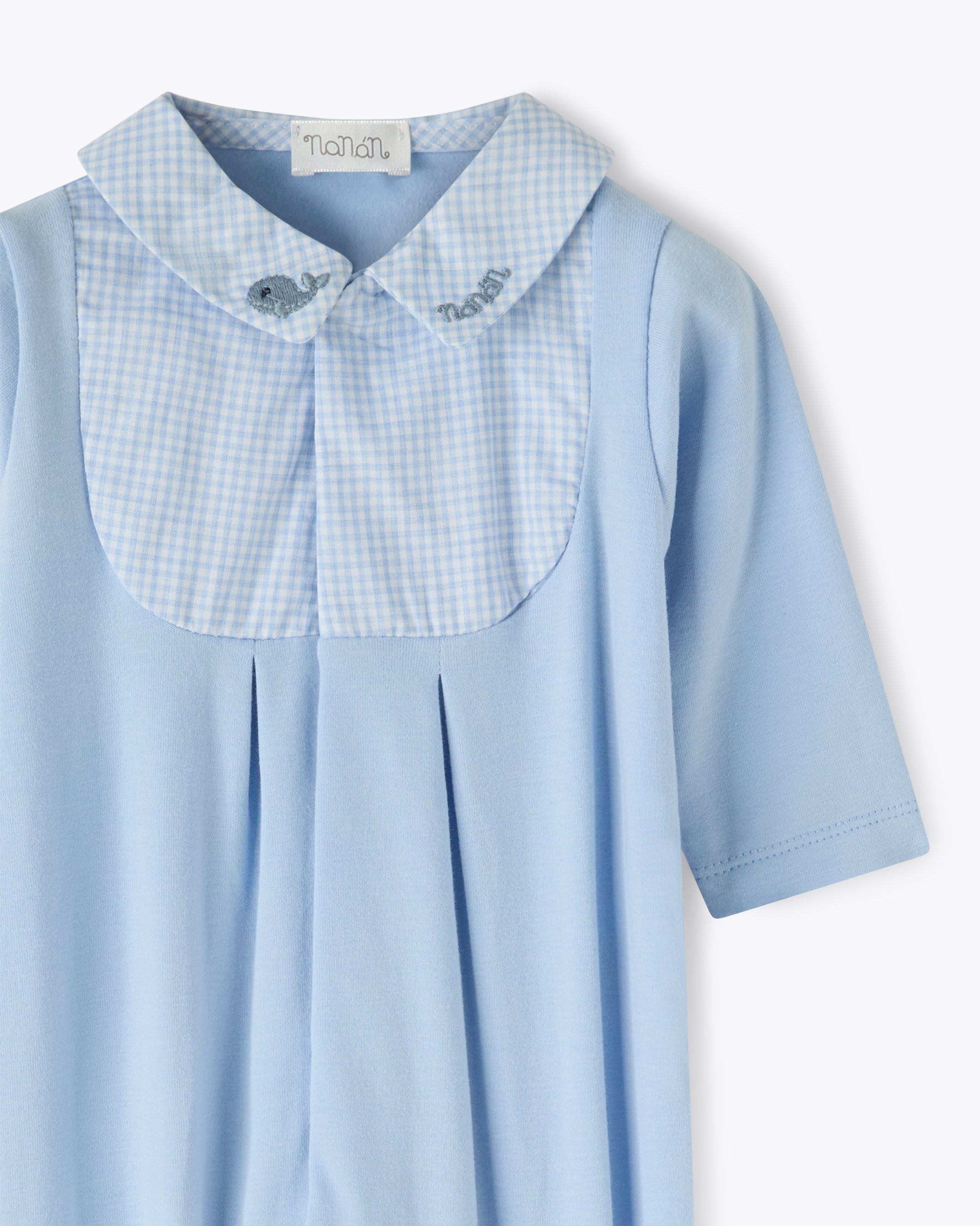 nanan-tutina-neonato-azzurra-in-ciniglia-a-coste-apertura-frontale-vichy image 6