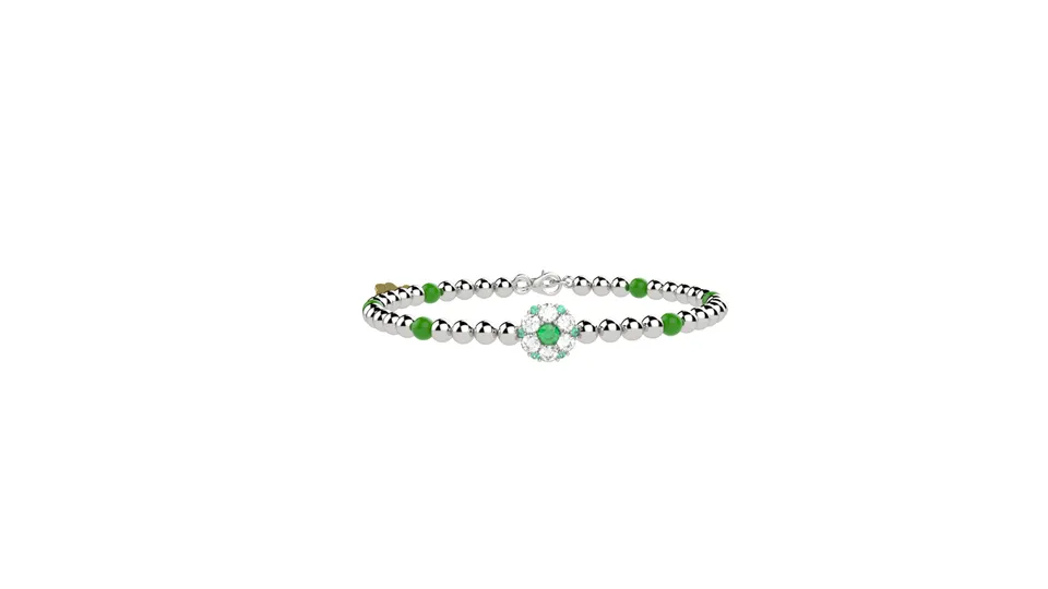 nanan-bijou-bracciale-fiori-di-luce-silver-pietra-verde image 1