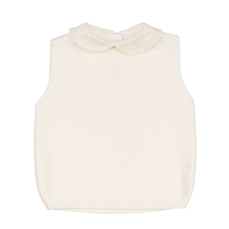 nanan-blusa-smanicata-in-filo-con-colletto-sangallo-2 image 1