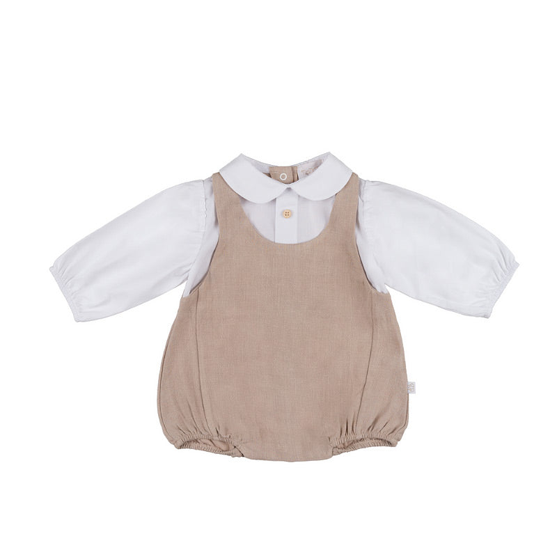 nanan-pagliaccetto-body-con-salopette-beige-bianco image 2