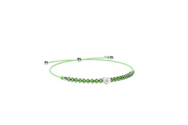 nanan-bracciale-cordino-con-cuore-verde-argento-925 image 1