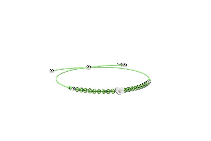 nanan-bracciale-cordino-con-cuore-verde-argento-925 image 1