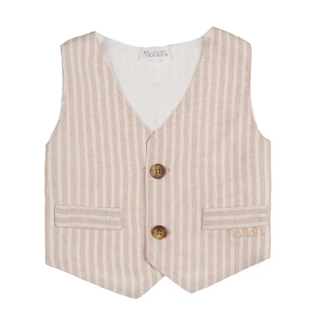 nanan-gilet-beige-in-lino-e-cotone-da-cerimonia image 1