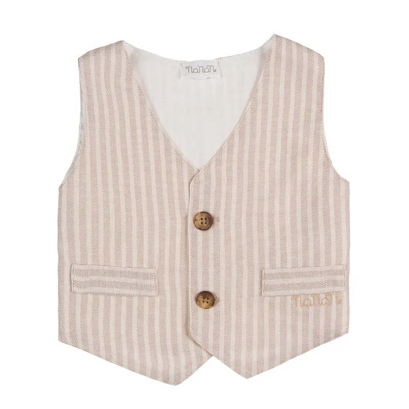 nanan-gilet-beige-in-lino-e-cotone-da-cerimonia image 1