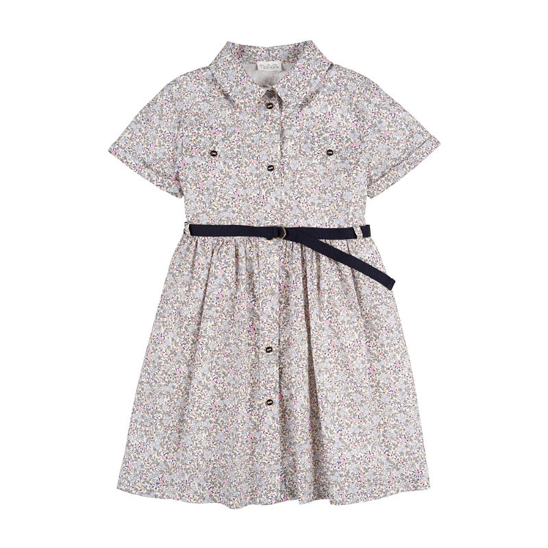 nanan-chemisier-rosa-fiorato-con-cintura-abito-bambina image 3