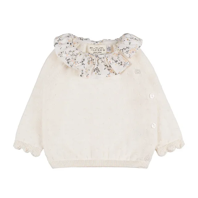 nanan-tutina-due-pezzi-off-white-con-colletto-fiorato image 1
