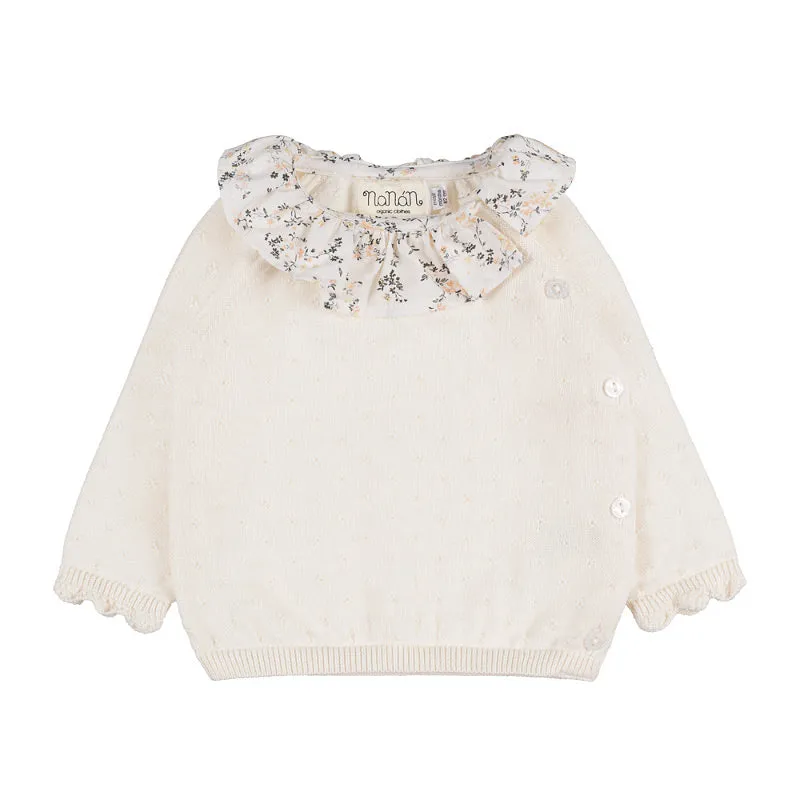 nanan-tutina-due-pezzi-off-white-con-colletto-fiorato image 1