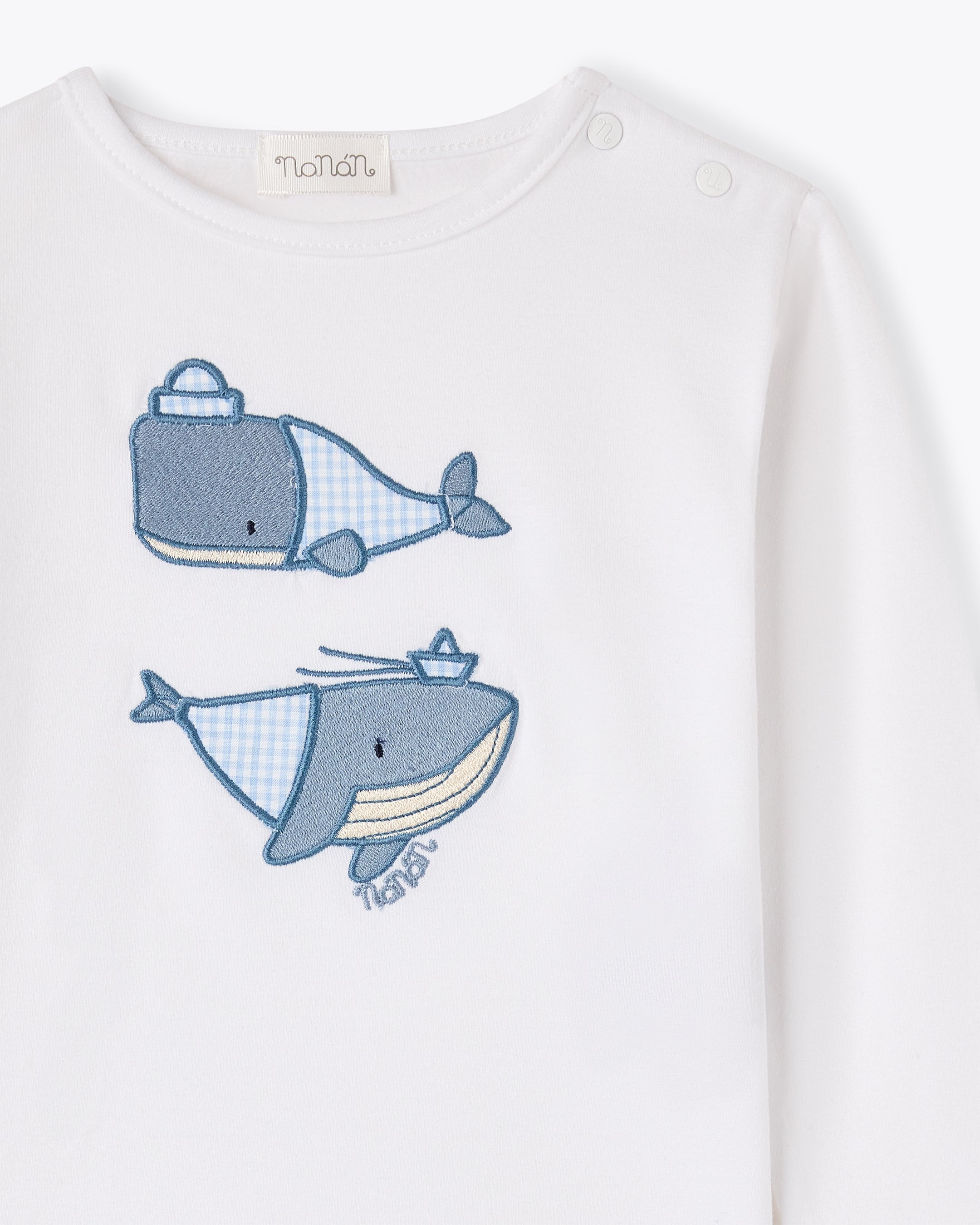 nanan-t-shirt-manica-lunga-jersey-bianca-ricamo-balena image 3