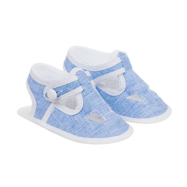 nanan-sandalo-azzurro-con-occhielli-in-lino-scarpine-neonato image 1
