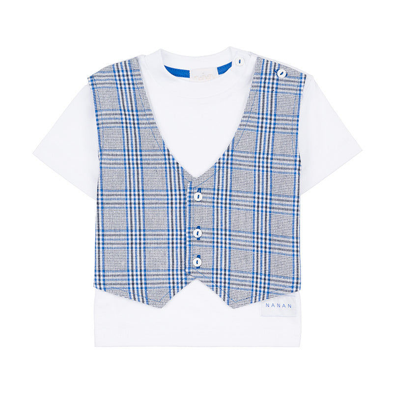 nanan-t-shirt-con-gilet-scozzese-blu-royal image 1