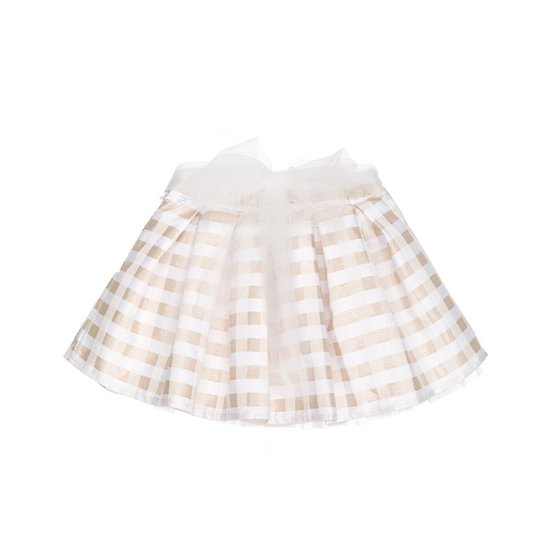 nanan-gonna-a-quadretti-beige-con-fodera-e-cintura-tulle image 2