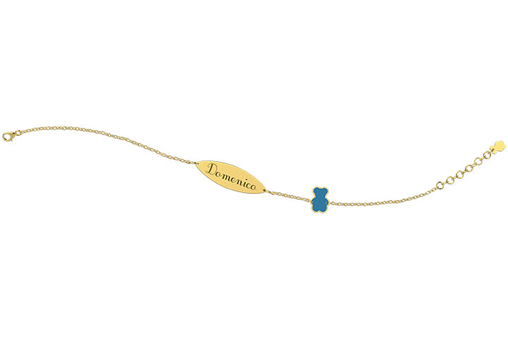 nanan-bracciale-con-targhetta-orsetto-azzurro-oro-9kt-13-15-cm image 2