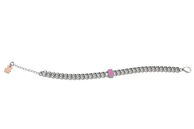 nanan-bijou-bracciale-catenina-con-orso-tato-argento-925-rosa image 1
