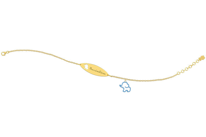 nanan-bracciale-con-targhetta-charms-elefante-azzurro-oro-9kt image 2