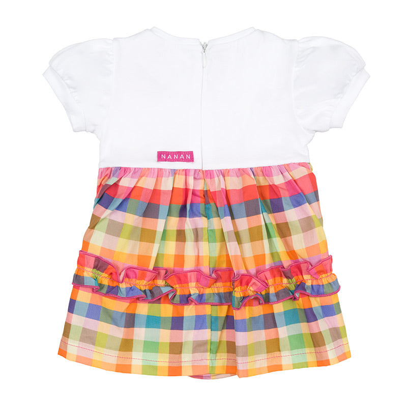 nanan-abito-body-neonata-con-gonna-a-quadri-e-rosa image 2