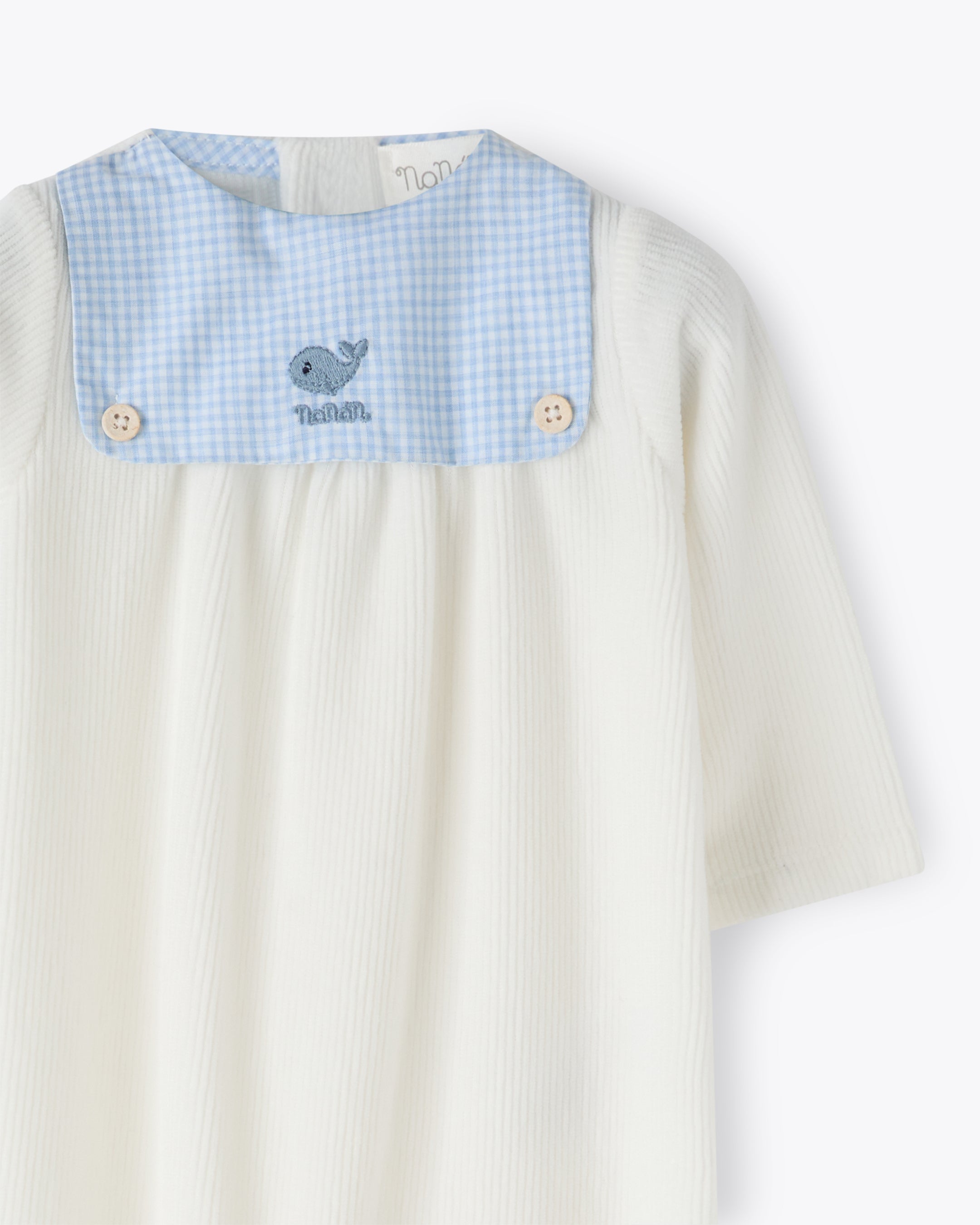 nanan-tutina-avorio-in-ciniglia-a-coste-motivo-vichy-neonato image 3