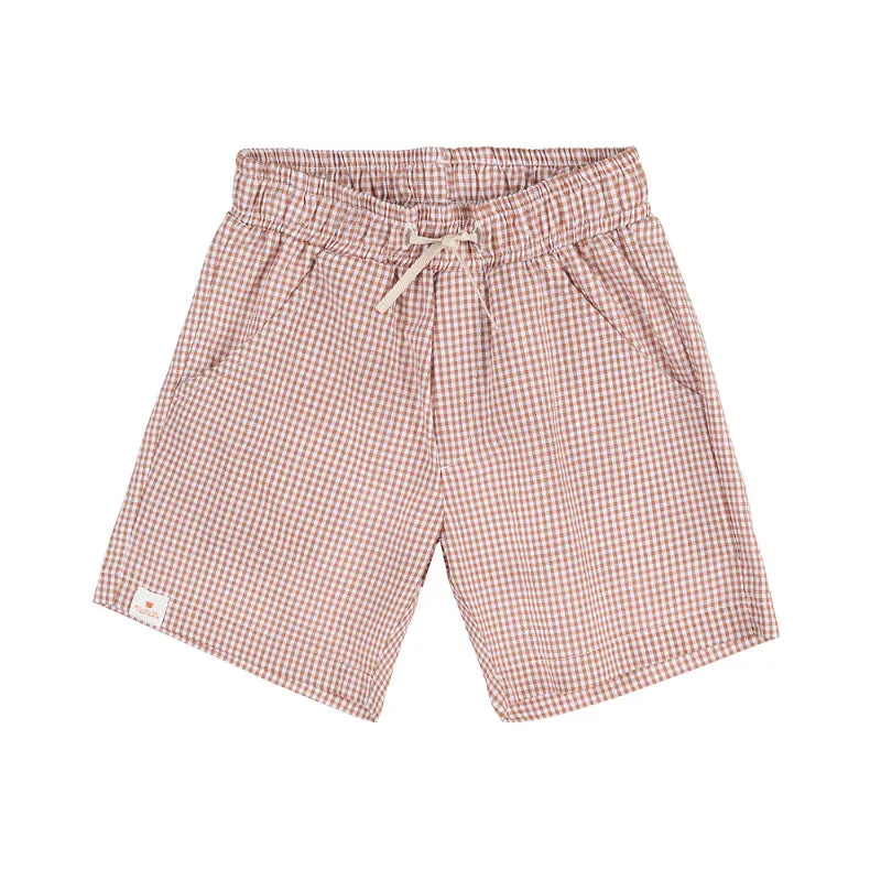nanan-shorts-bimbo-in-vichy-marrone-e-bianco image 1