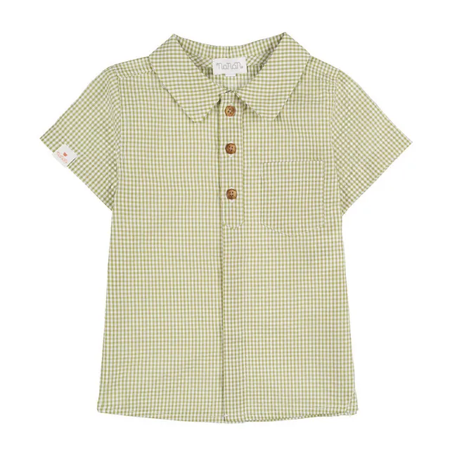 nanan-camicia-mezza-manica-in-vichy-verde-per-bambino image 1